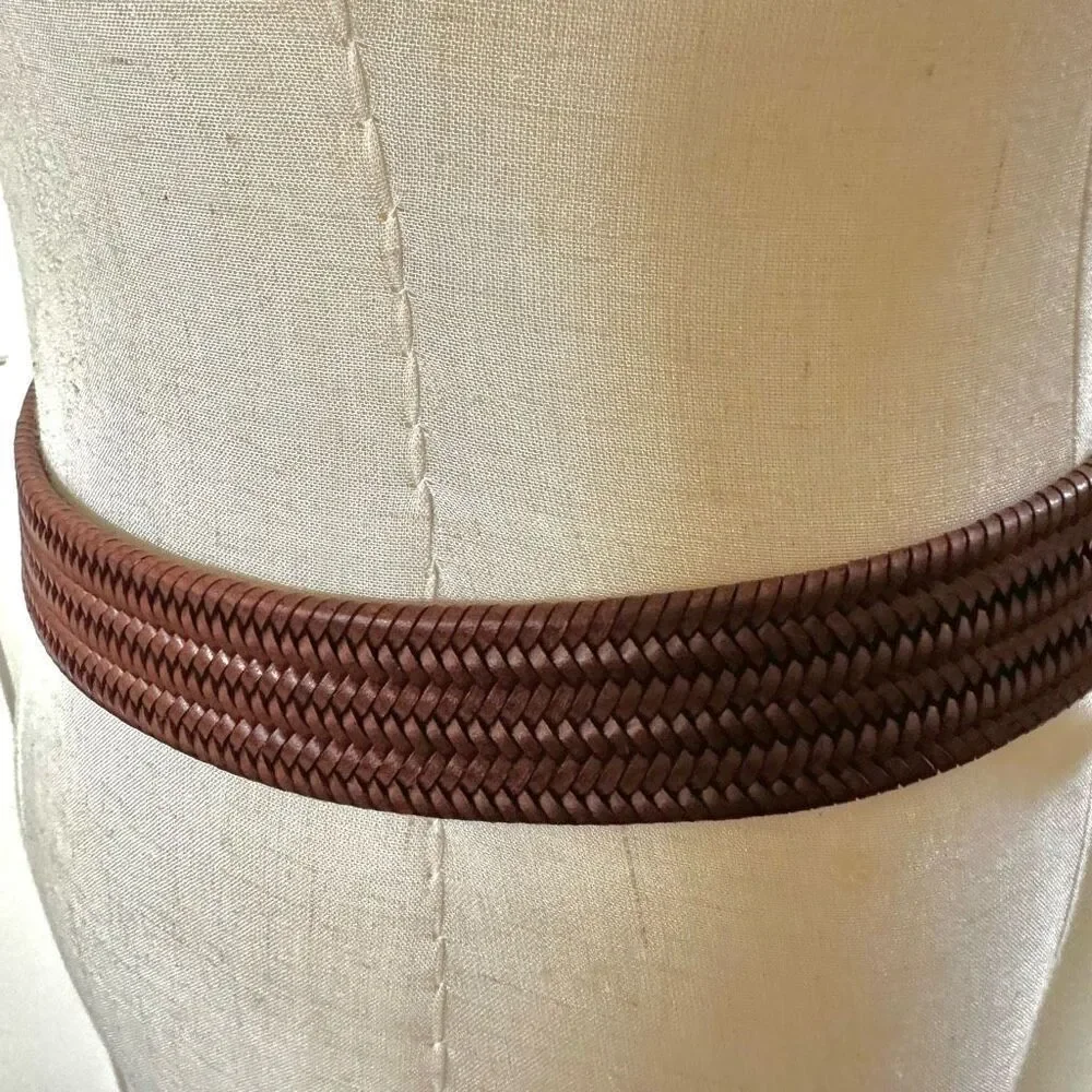 Italian leather Woven Stretch Leather Belt